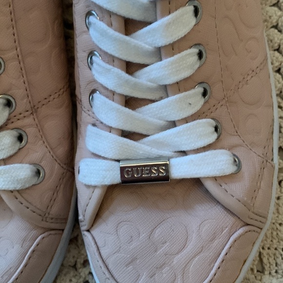 GUESS Pink Leather Sneakers Size 7 1/2 - Picture 5 of 10